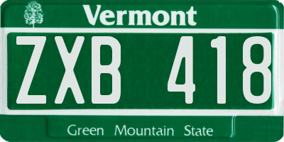 VT license plate ZXB418