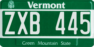 VT license plate ZXB445