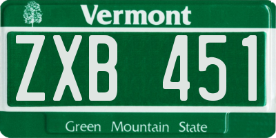 VT license plate ZXB451