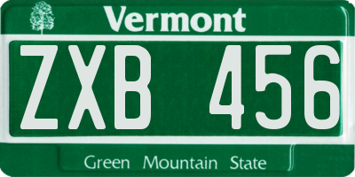 VT license plate ZXB456