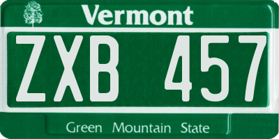 VT license plate ZXB457