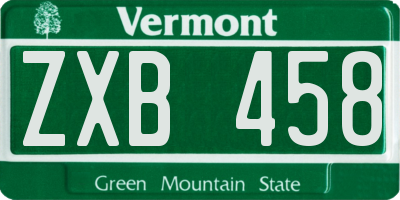 VT license plate ZXB458