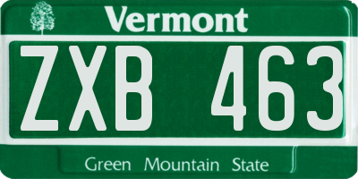 VT license plate ZXB463