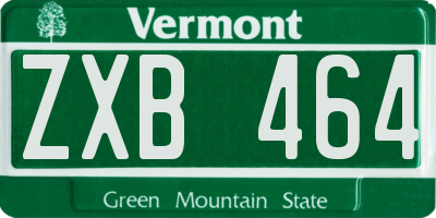 VT license plate ZXB464