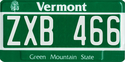 VT license plate ZXB466