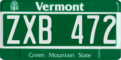 VT license plate ZXB472