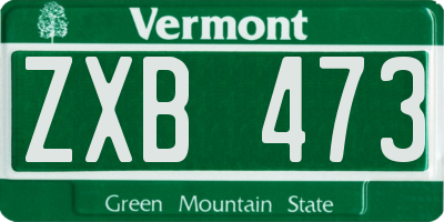 VT license plate ZXB473