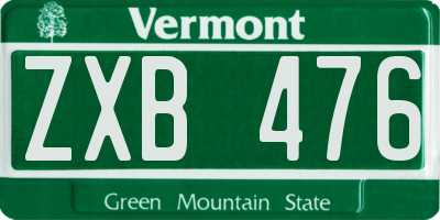 VT license plate ZXB476
