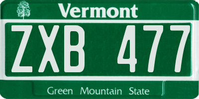 VT license plate ZXB477