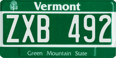 VT license plate ZXB492