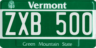 VT license plate ZXB500