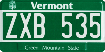 VT license plate ZXB535