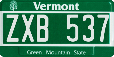 VT license plate ZXB537