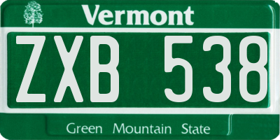 VT license plate ZXB538