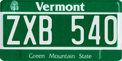 VT license plate ZXB540