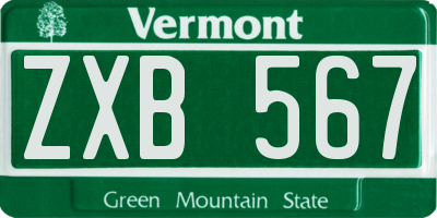 VT license plate ZXB567