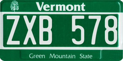 VT license plate ZXB578