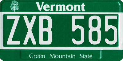 VT license plate ZXB585