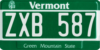 VT license plate ZXB587