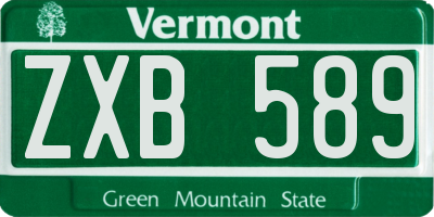 VT license plate ZXB589