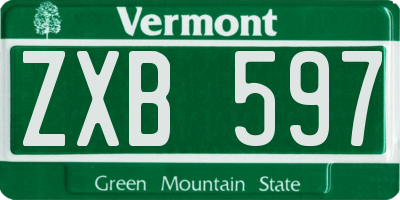 VT license plate ZXB597