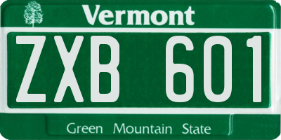 VT license plate ZXB601