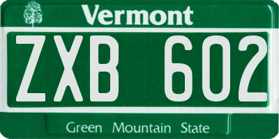 VT license plate ZXB602