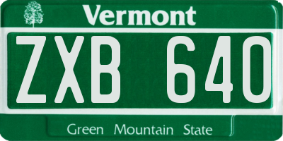 VT license plate ZXB640