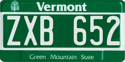 VT license plate ZXB652