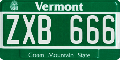 VT license plate ZXB666