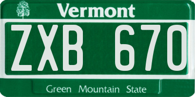 VT license plate ZXB670
