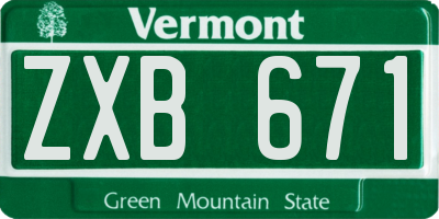 VT license plate ZXB671