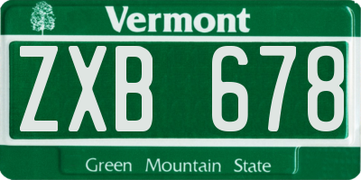 VT license plate ZXB678