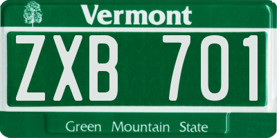 VT license plate ZXB701