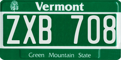VT license plate ZXB708