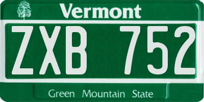 VT license plate ZXB752