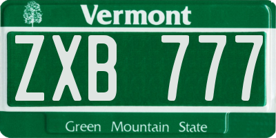 VT license plate ZXB777