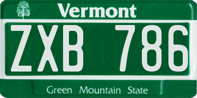VT license plate ZXB786