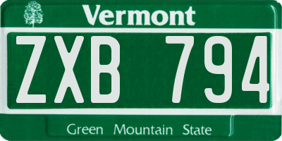 VT license plate ZXB794