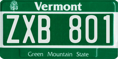 VT license plate ZXB801