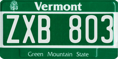 VT license plate ZXB803