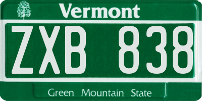 VT license plate ZXB838