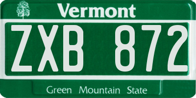 VT license plate ZXB872