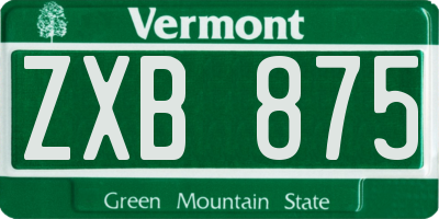 VT license plate ZXB875