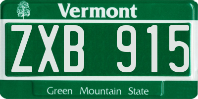 VT license plate ZXB915