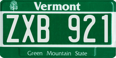VT license plate ZXB921