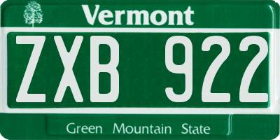 VT license plate ZXB922