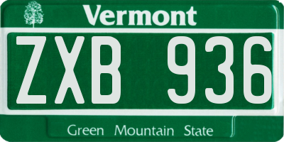 VT license plate ZXB936