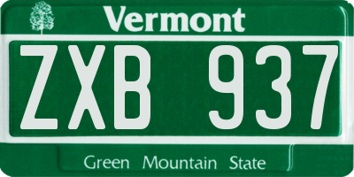 VT license plate ZXB937