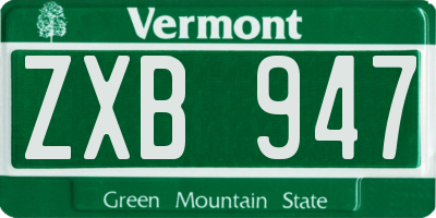 VT license plate ZXB947
